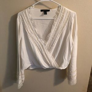Forever 21 white surplice long sleeve top